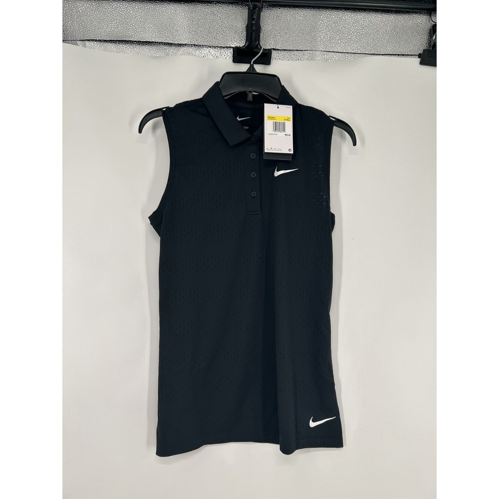 Nike Victory Polo Shirt Womens ST Small Tall Black Sleeveless Dri Fit DX1509-010 - Picture 1 of 7